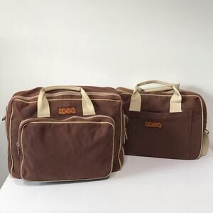 Vintage Ruf Stuf Heavy Canvas Travel Suitcase Cowboy Boot Tack Bag Suitcase Set